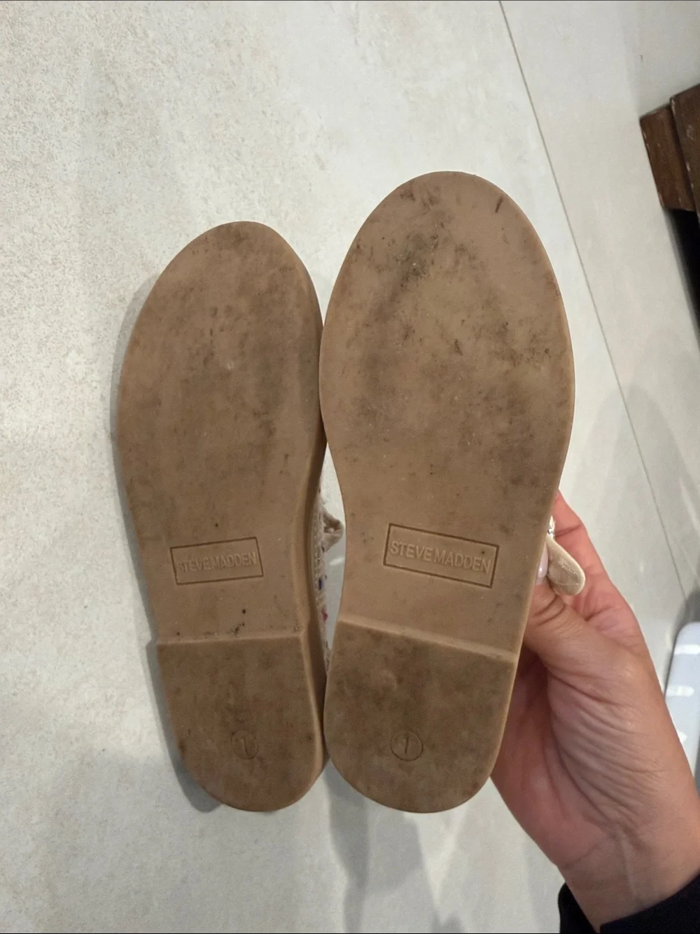 Steve Madden Kids Cream Mary Jane Flats with Pastel Multi-Accent